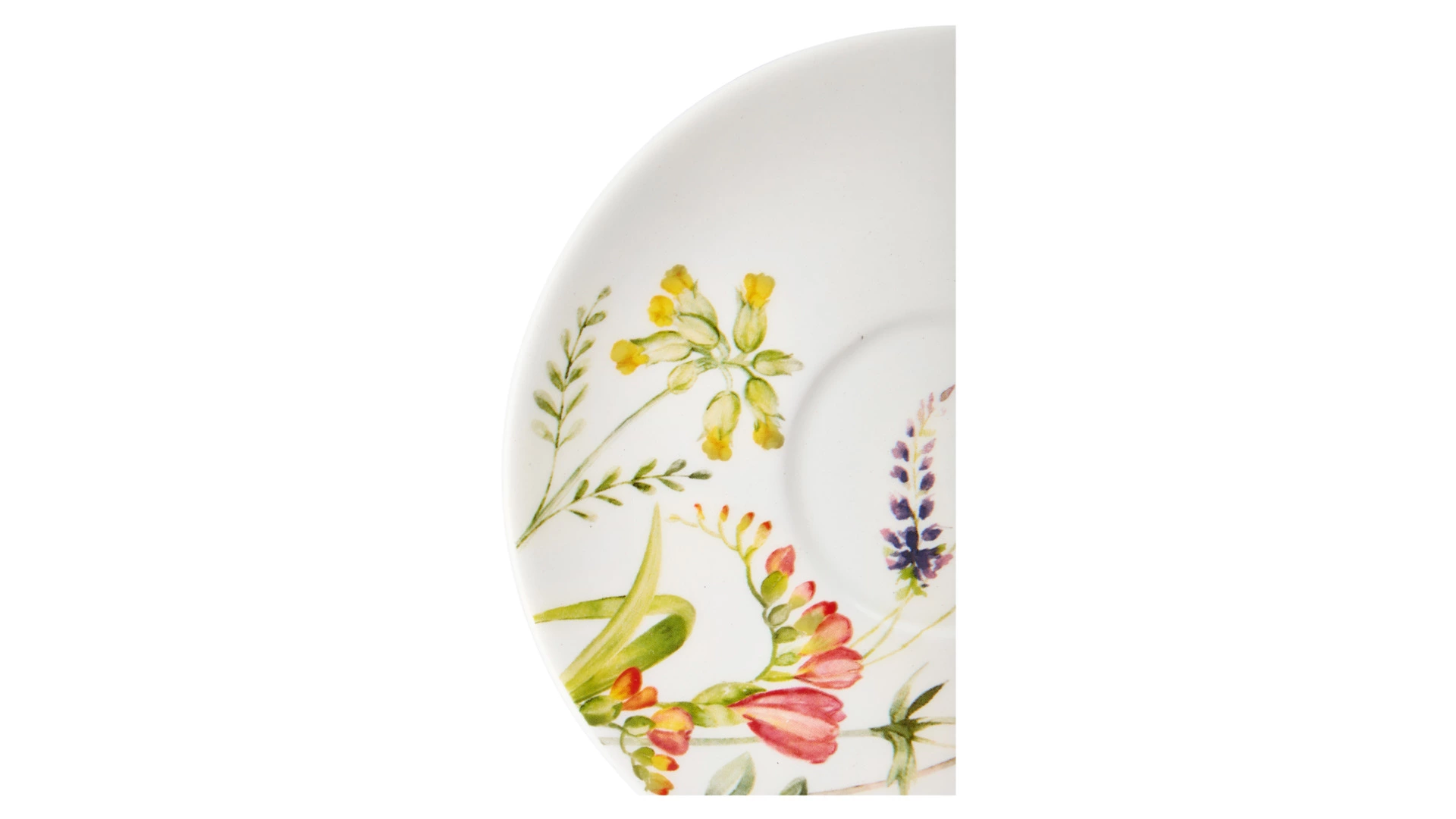 Чашка чайная с блюдцем Decor de table Полевые цветы 320 мл, керамика, белая