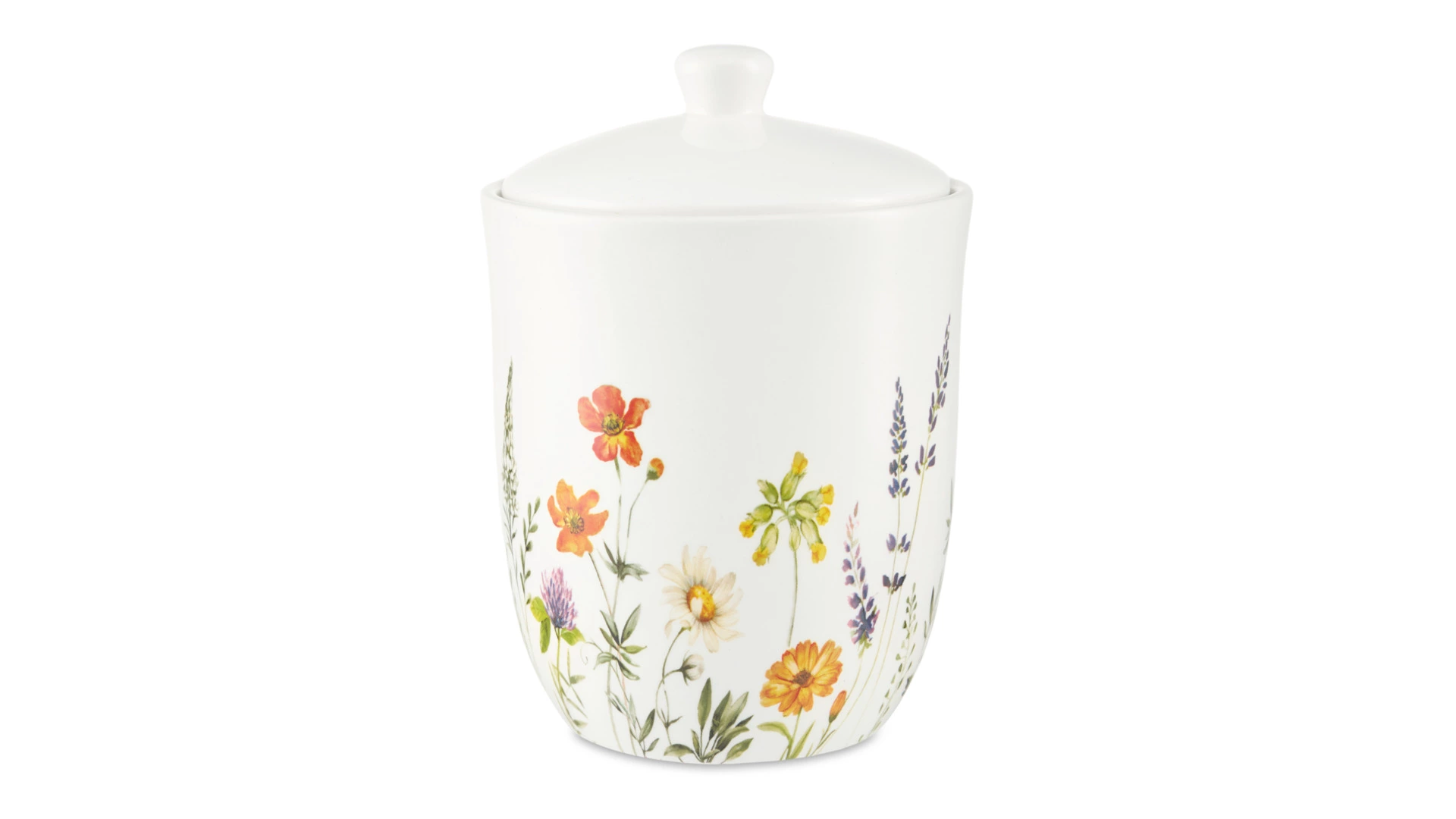 Банка для хранения Decor de table Полевые цветы 1,6 л, 14х20,5 см, керамика, белый