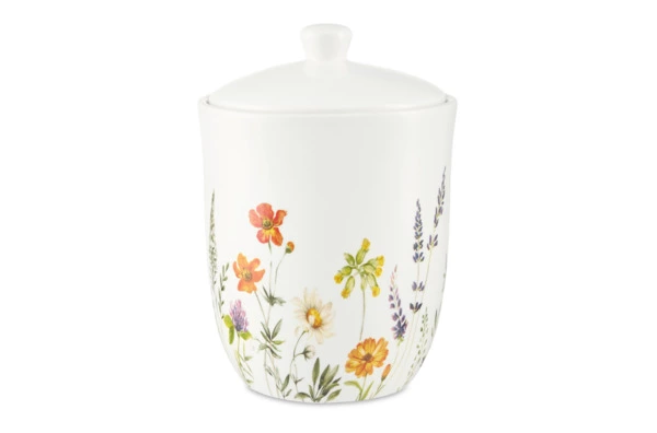 Банка для хранения Decor de table Полевые цветы 1,6 л, 14х20,5 см, керамика, белый