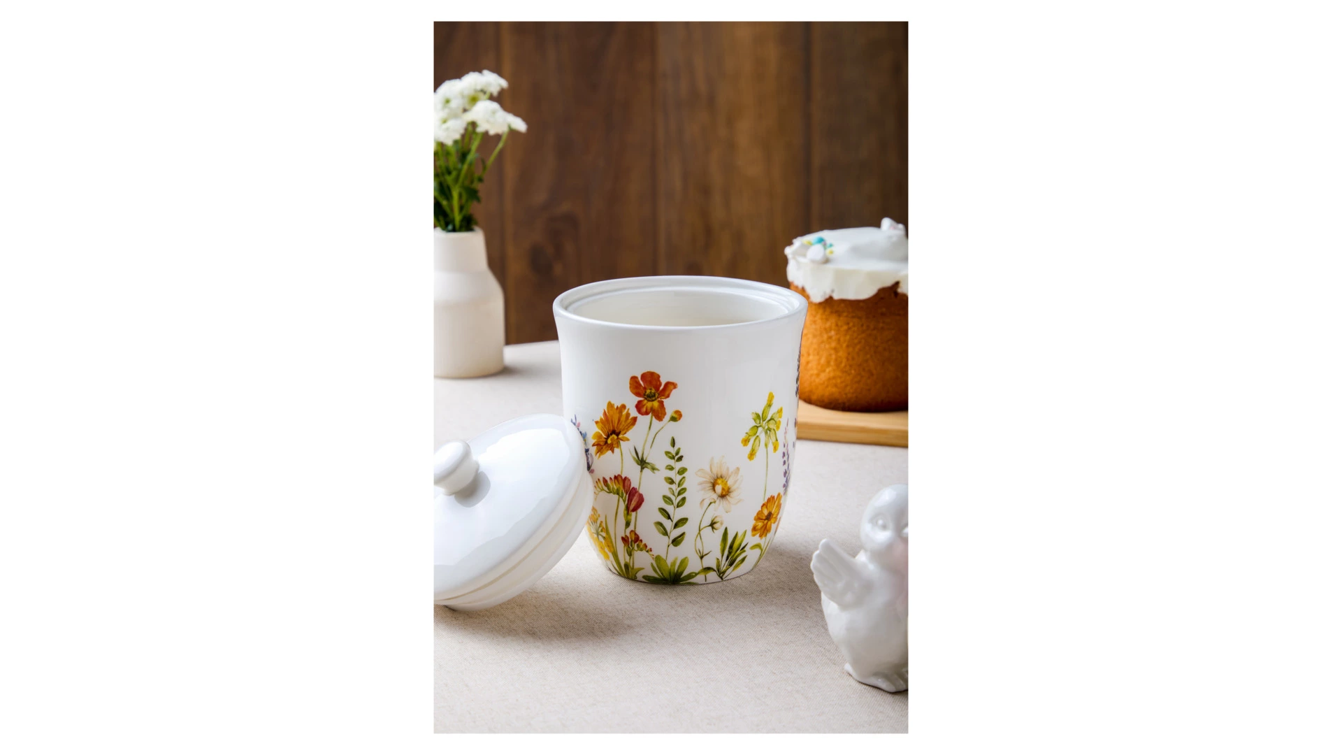 Банка для хранения Decor de table Полевые цветы 0,75 л, 12х16,7 см, керамика, белый