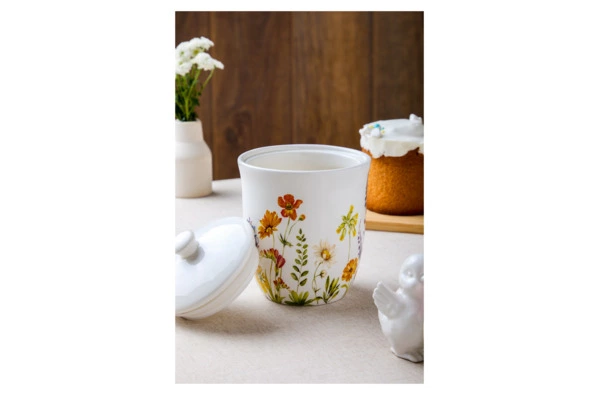 Банка для хранения Decor de table Полевые цветы 0,75 л, 12х16,7 см, керамика, белый