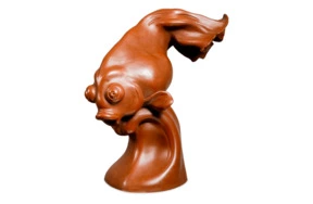 Фигурка Рыба, фарфор, коричневая