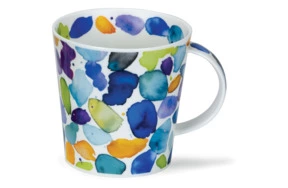 Кружка Dunoon Цветные капли в синем Кернгорм 480 мл, фарфор костяной