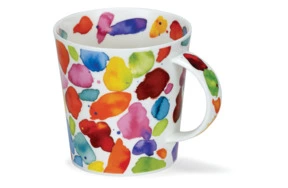 Кружка Dunoon Цветные капли в красном Кернгорм 480 мл, фарфор костяной