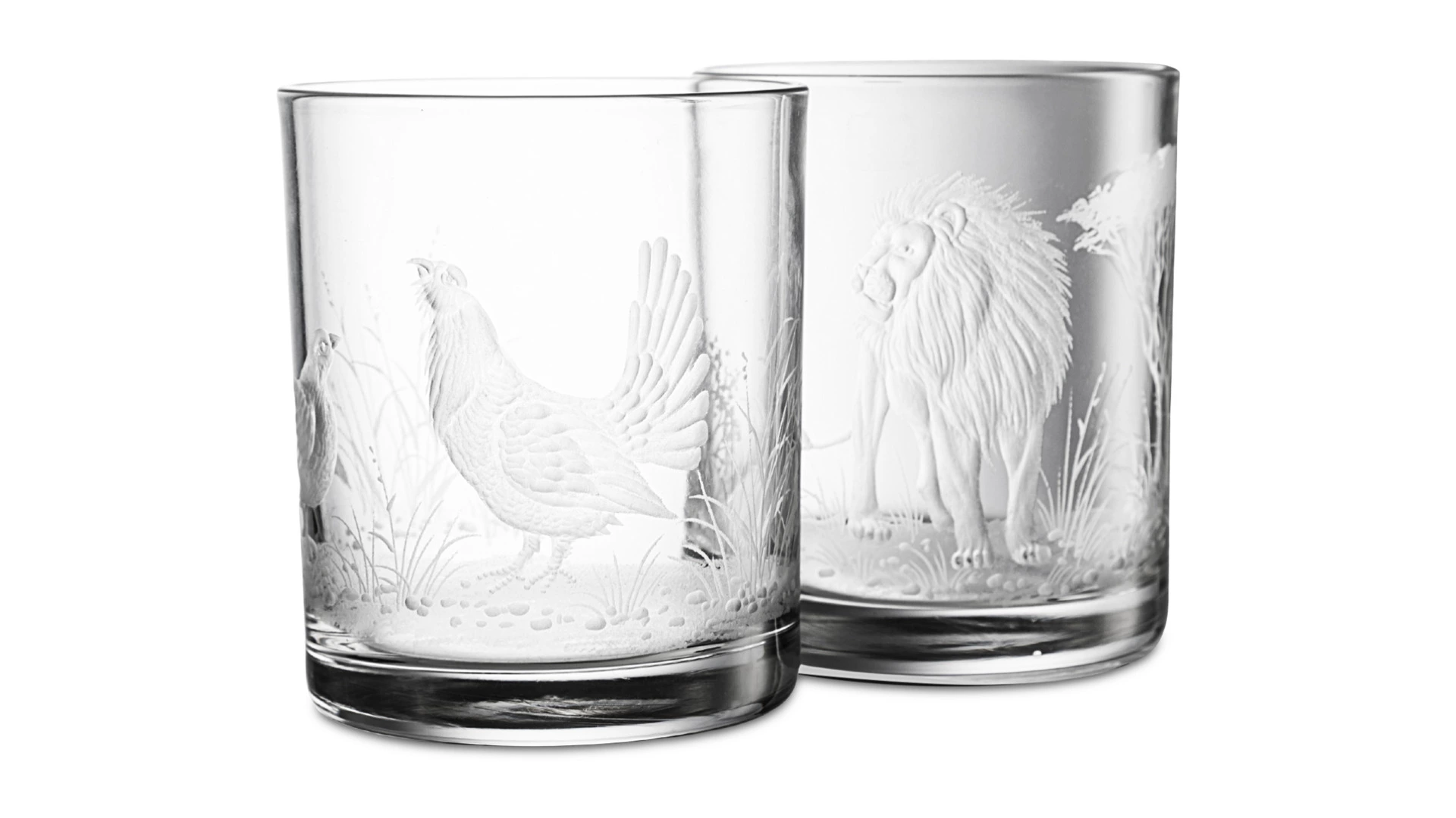 Набор стаканов для виски Decor de table Гладь Львы 330 мл, 2 шт, хрусталь