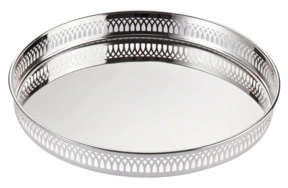 Поднос сервировочный круглый Edzard Делфи d30хh3,5 см, посеребрение