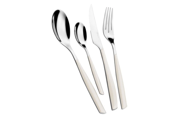 Набор столовых приборов Bugatti Glamour на 6 персон 24 предмета, сталь нержавеющая, слоновая кость