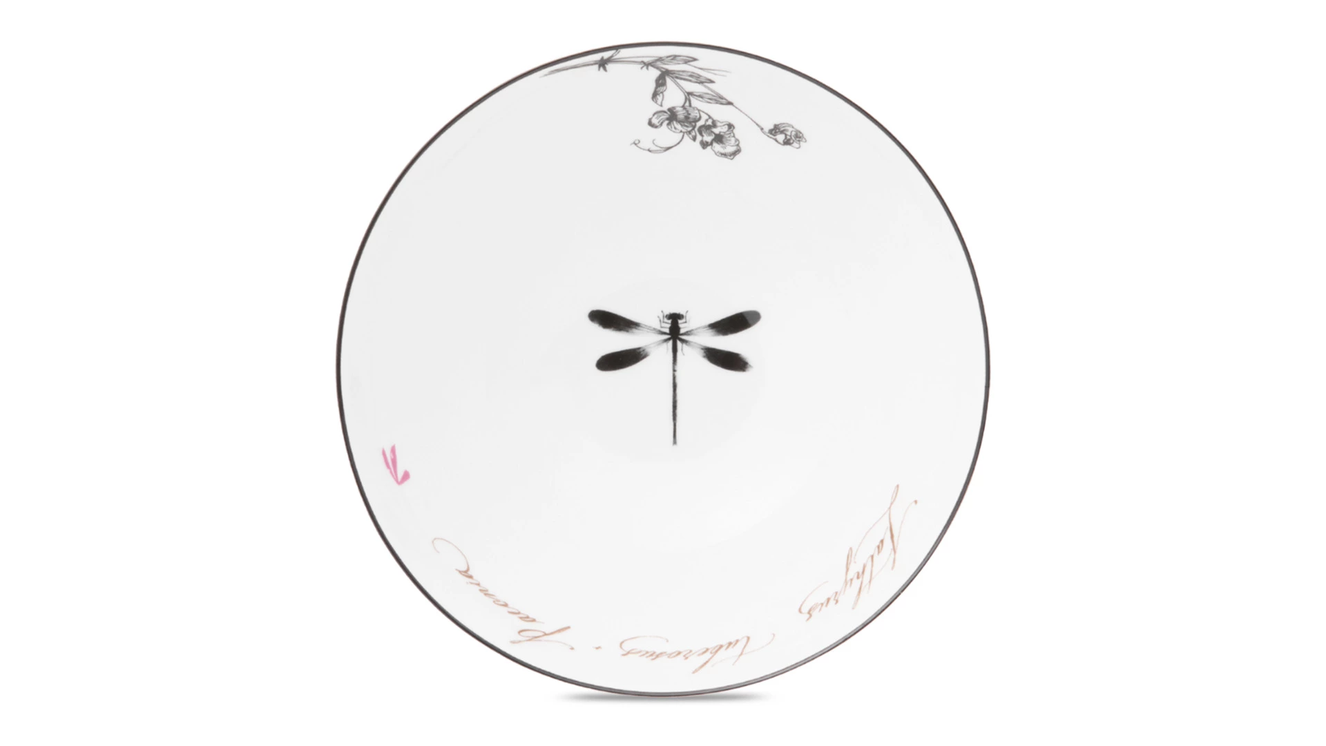 Тарелка суповая Shirokov Скетчбук Стрекоза 460 мл, фарфор костяной