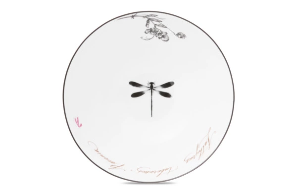 Тарелка суповая Shirokov Скетчбук Стрекоза 460 мл, фарфор костяной