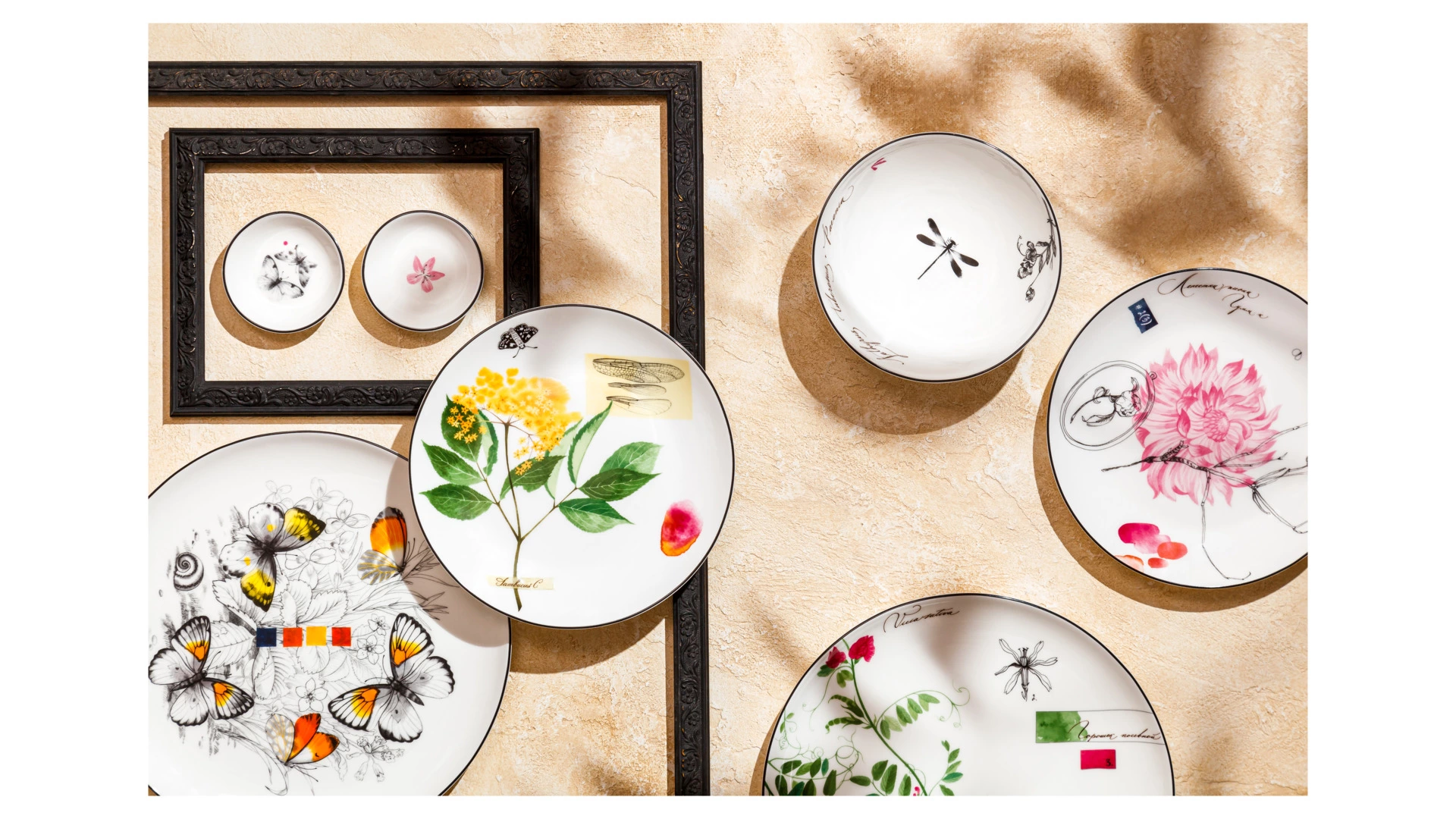 Сервиз столовый Shirokov Скетчбук Бабочки на 4 персоны, 16 предметов, фарфор костяной,  п/к