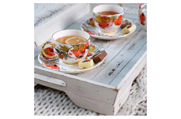 Сервиз чайный Empire Гранатовый сад на 6 персон 15 предметов, фарфор твердый