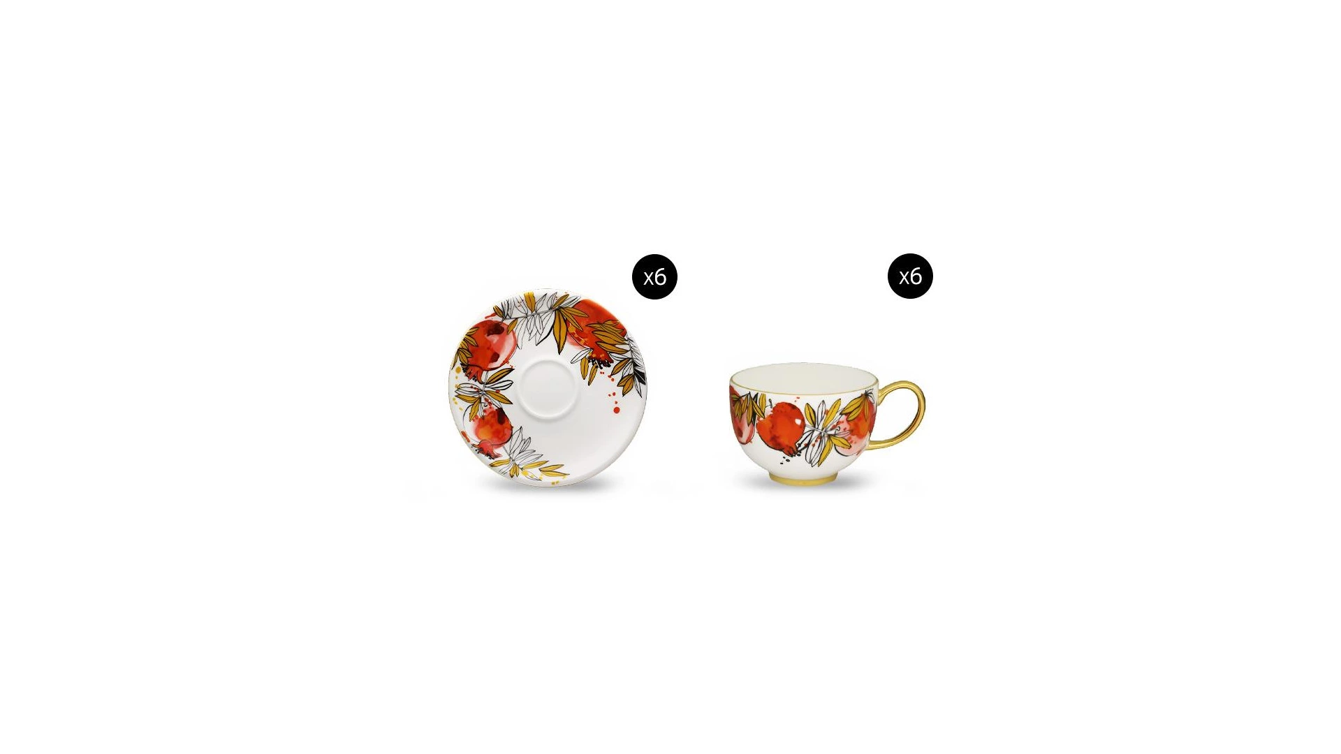 Сервиз чайный Empire Гранатовый сад на 6 персон 15 предметов, фарфор твердый