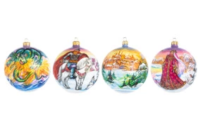 Набор елочных шаров в футляре Bartosh VIP Добрыня Никитич и Змей Горыныч 12 см, 4 шт, стеклo-Sale