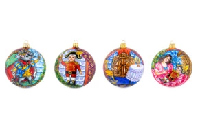 Набор елочных шаров в футляре Bartosh VIP-Щелкунчик 12 см, 4 шт, стекло, п/к-Sale