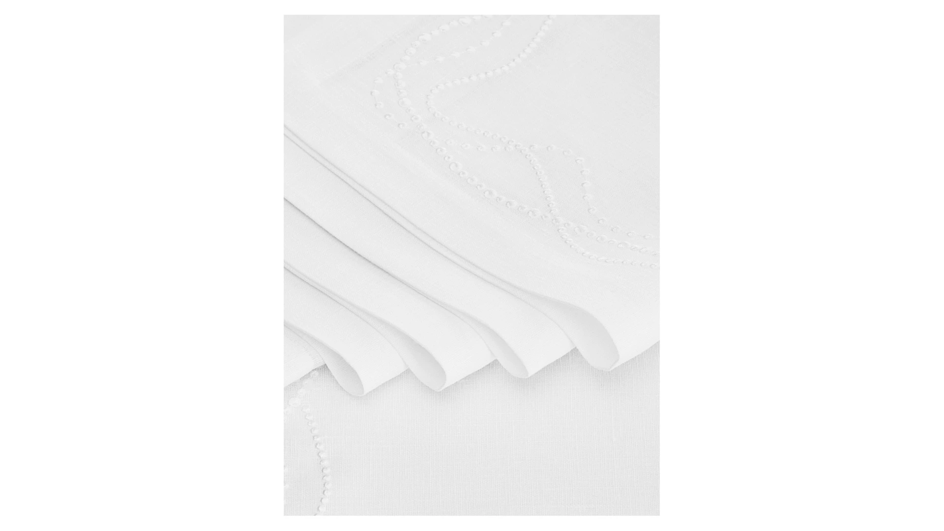 Набор салфеток сервировочных Amitile Жемчуг 35х50 см, 6 шт, лен, белый, вышивка белая, п/к