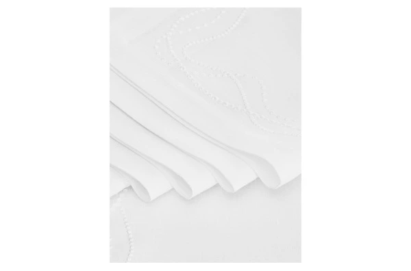 Набор салфеток сервировочных Amitile Жемчуг 35х50 см, 6 шт, лен, белый, вышивка белая, п/к