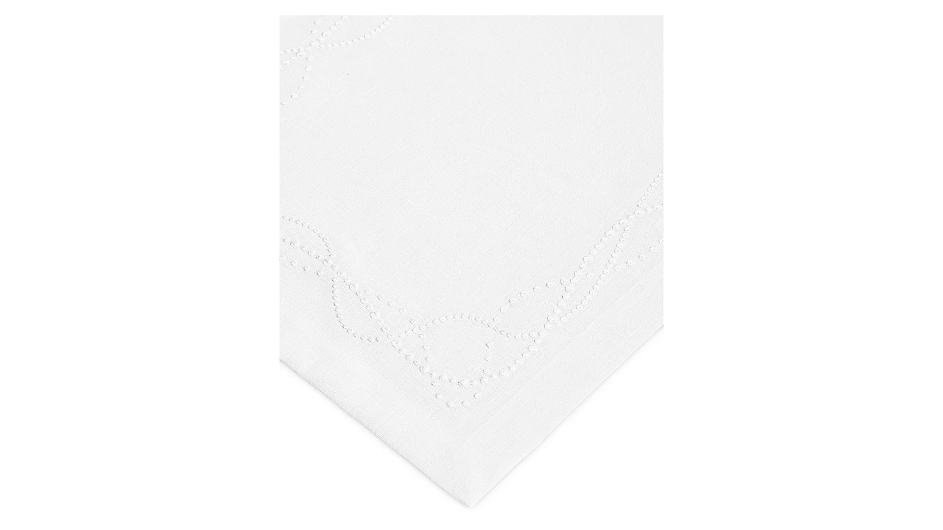 Набор салфеток сервировочных Amitile Жемчуг 35х50 см, 6 шт, лен, белый, вышивка белая, п/к