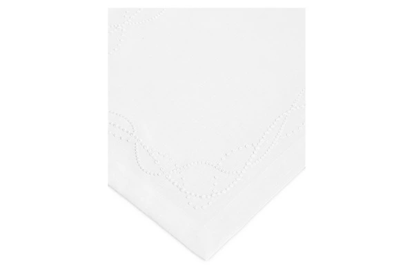 Набор салфеток сервировочных Amitile Жемчуг 35х50 см, 6 шт, лен, белый, вышивка белая, п/к