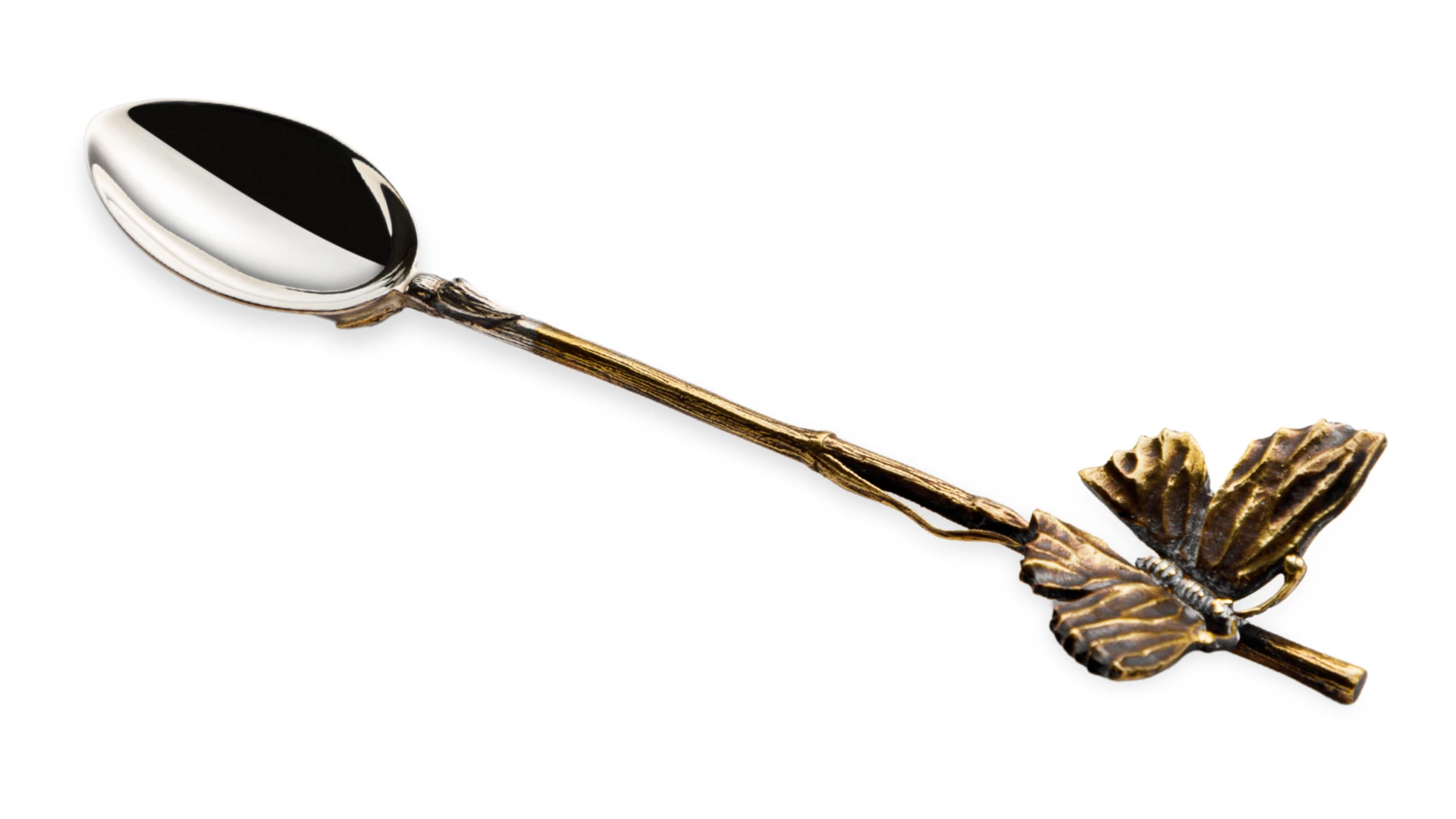 Ложка для размешивания кофе в футляре Кольчугинский мельхиор Бабочка №1, латунь