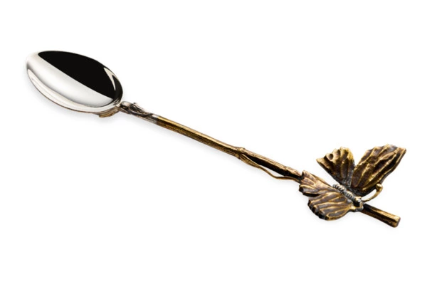 Ложка для размешивания кофе в футляре Кольчугинский мельхиор Бабочка №1, латунь