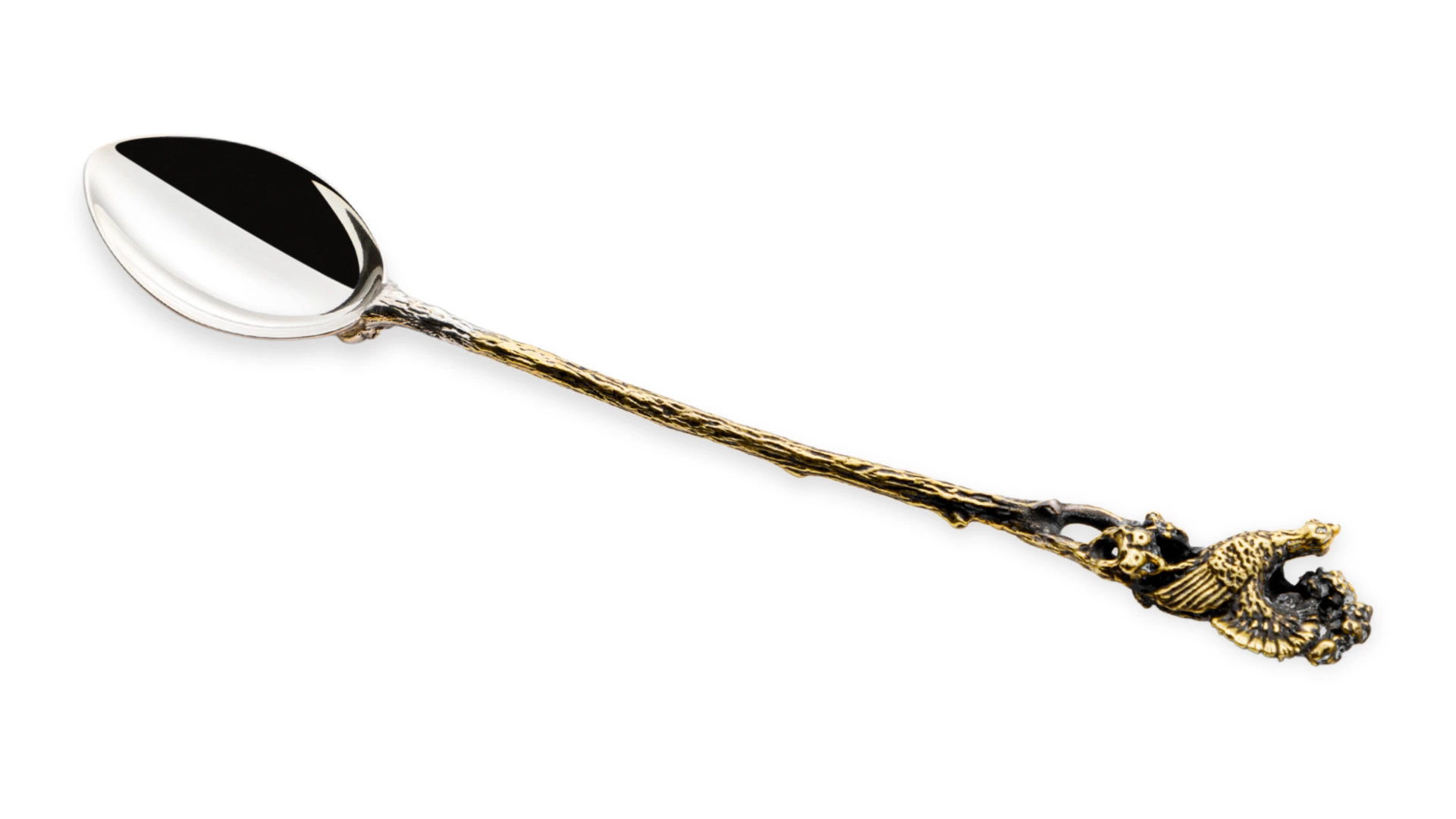 Ложка для размешивания кофе в футляре Кольчугинский мельхиор Глухарь, латунь