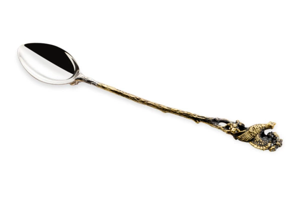 Ложка для размешивания кофе в футляре Кольчугинский мельхиор Глухарь, латунь