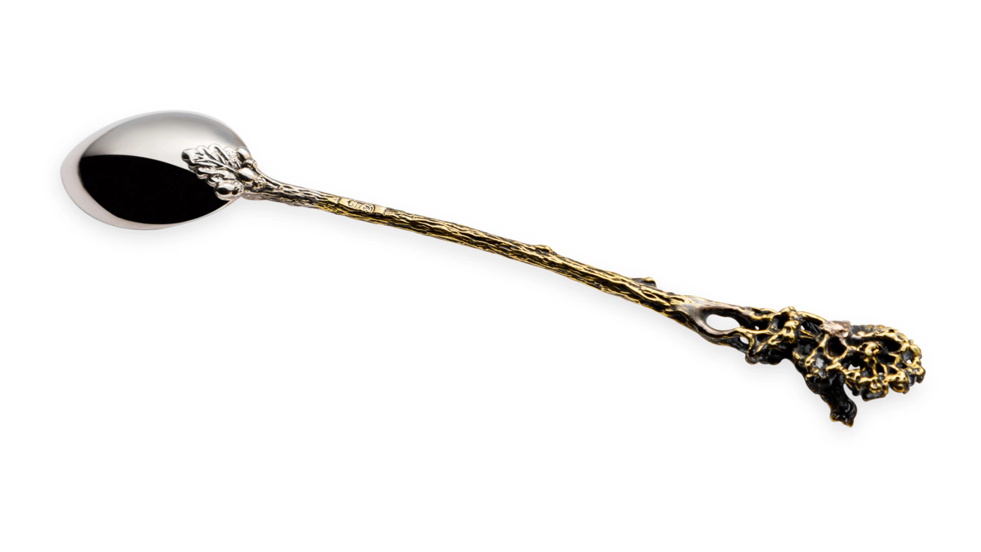 Ложка для размешивания кофе в футляре Кольчугинский мельхиор Глухарь, латунь