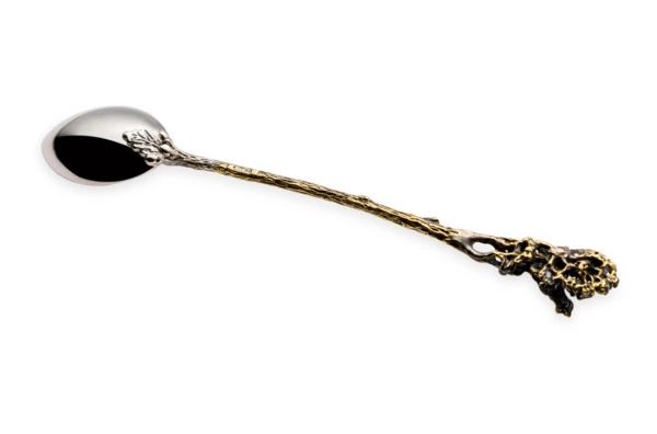 Ложка для размешивания кофе в футляре Кольчугинский мельхиор Глухарь, латунь