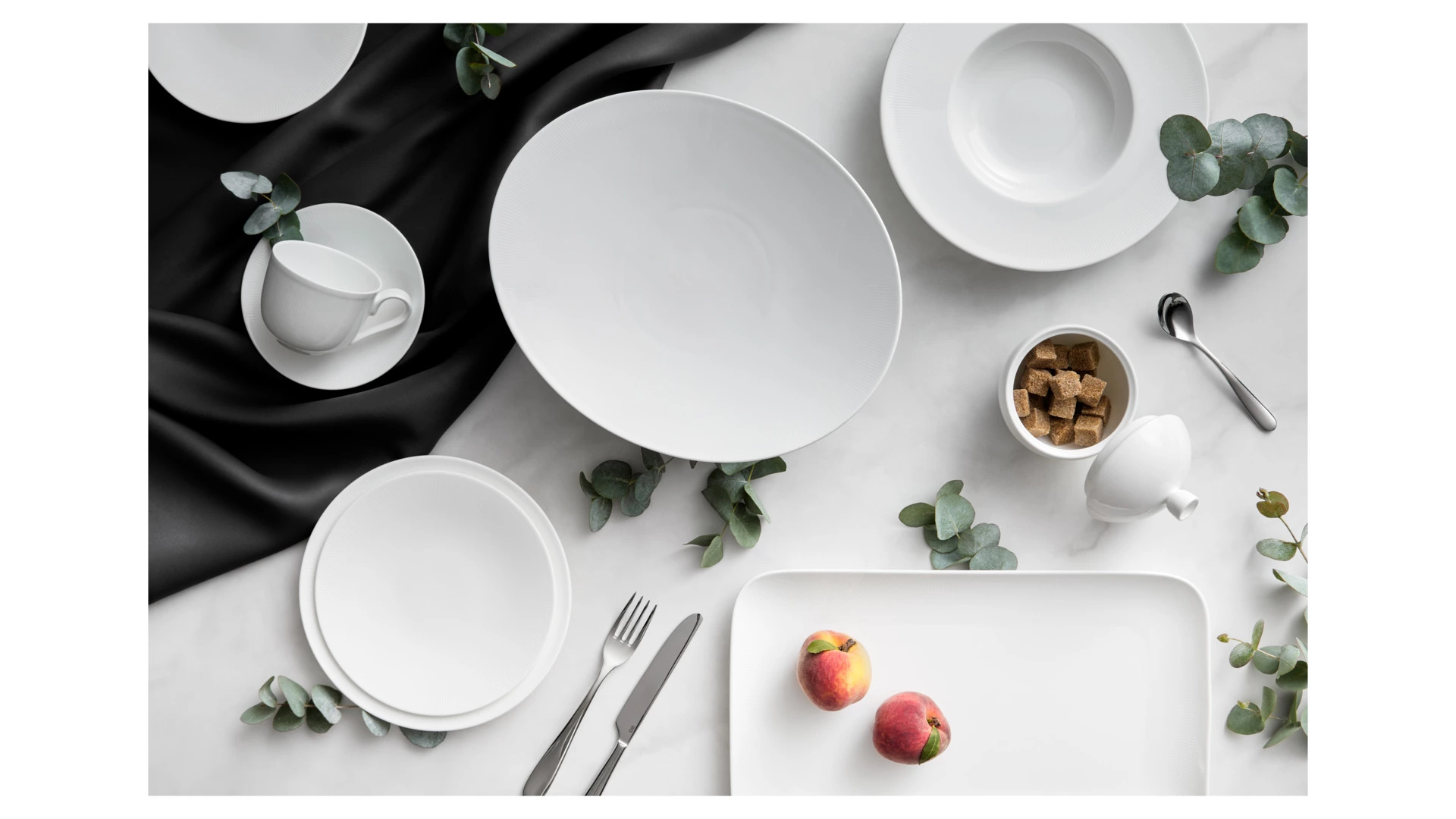 Чашка кофейная с блюдцем Decor de table Плиссе 90 мл, фарфор костяной