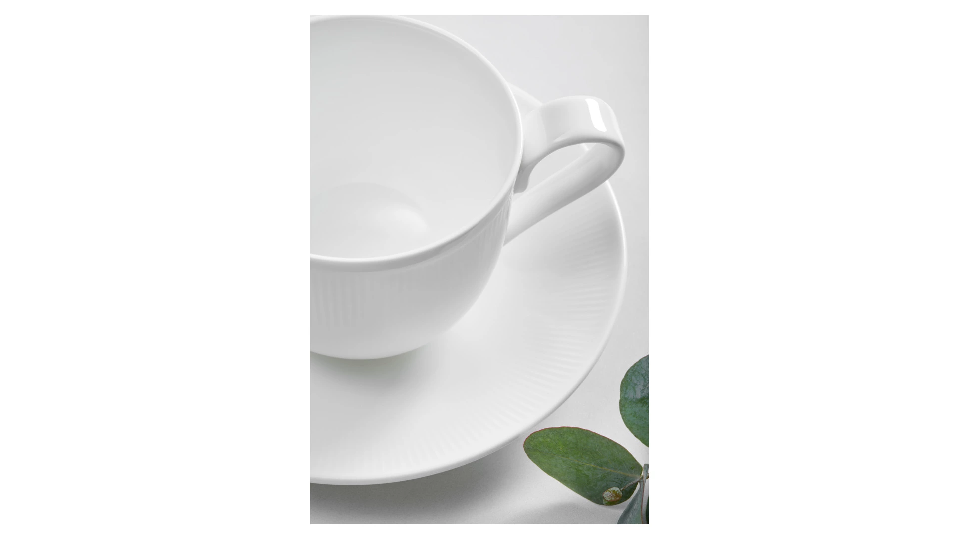 Чашка чайная с блюдцем Decor de table Плиссе 230 мл, фарфор костяной