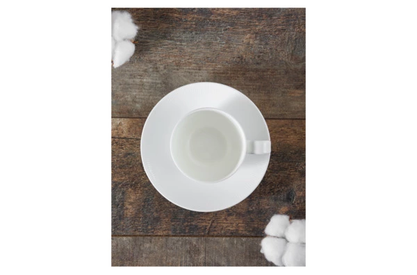 Чашка чайная с блюдцем Decor de table Плиссе 230 мл, фарфор костяной
