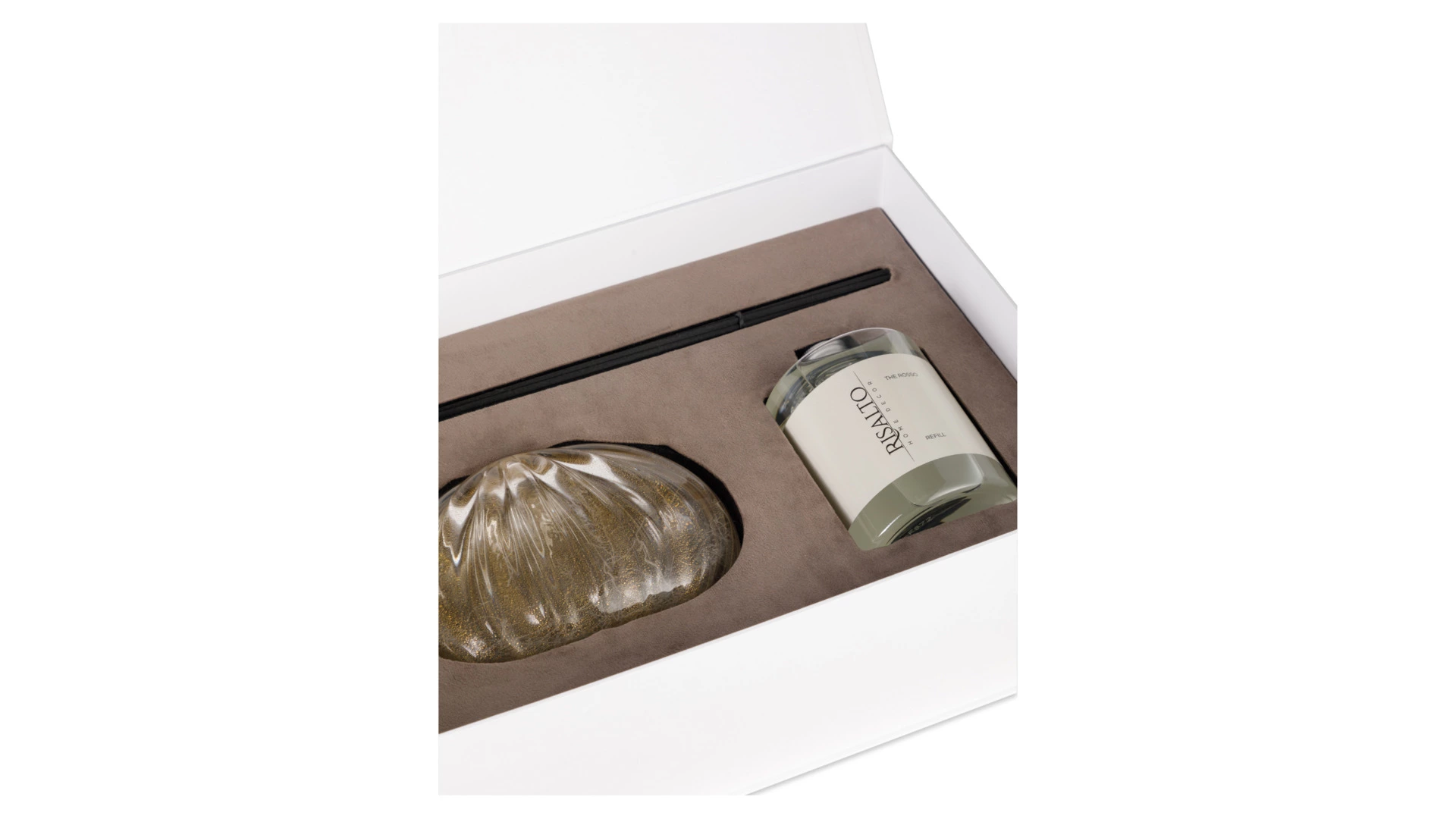 Набор подарочный Risalto Murano ваза Белое золото, рефилл The Rosso 500 мл, палочки 30 см