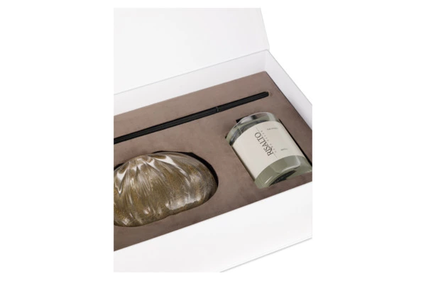 Набор подарочный Risalto Murano ваза Белое золото, рефилл The Rosso 500 мл, палочки 30 см