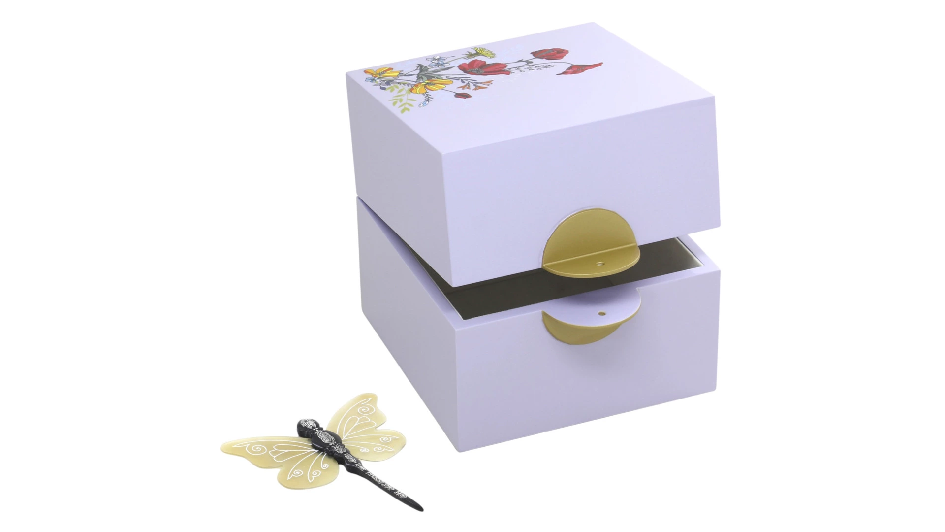 Шкатулка Empire Бабочки 15х15х15 см, лакированное дерево, п/к