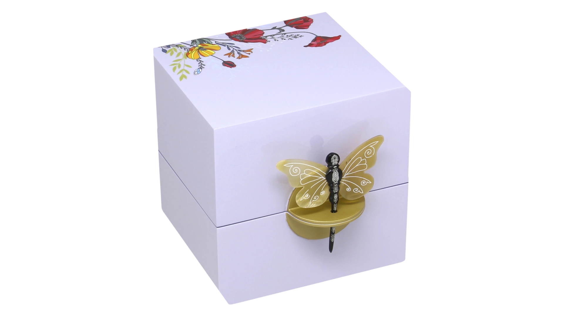 Шкатулка Empire Бабочки 15х15х15 см, лакированное дерево, п/к