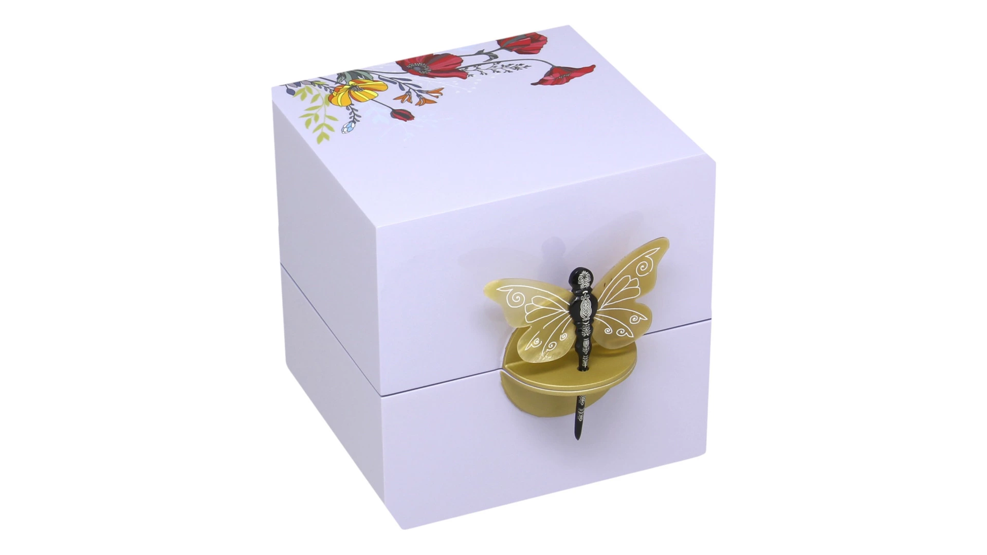 Шкатулка Empire Бабочки 15х15х15 см, лакированное дерево, п/к