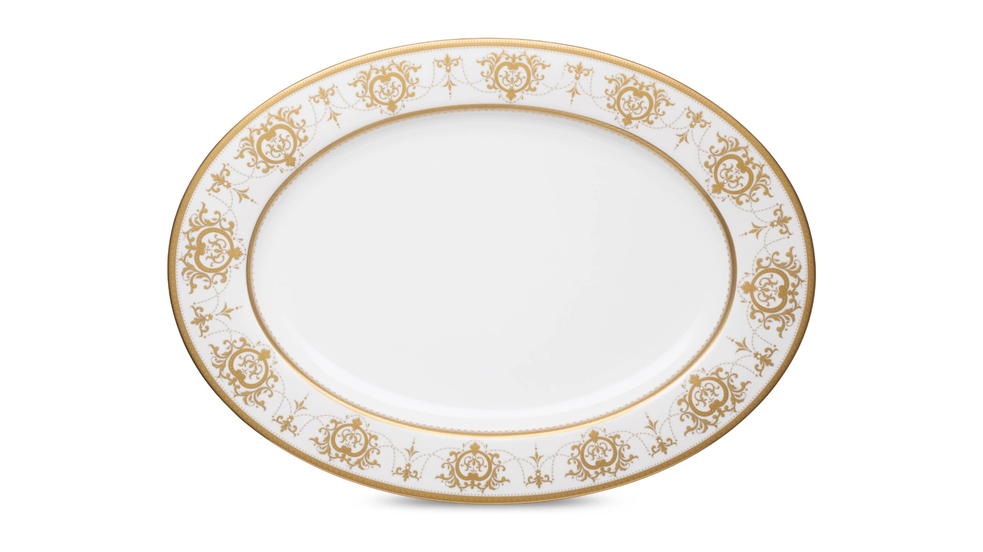 Блюдо овальное Narumi Золотая тиара 43х31,5 см, фарфор костяной