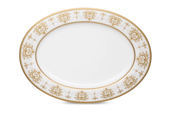 Блюдо овальное Narumi Золотая тиара 43х31,5 см, фарфор костяной