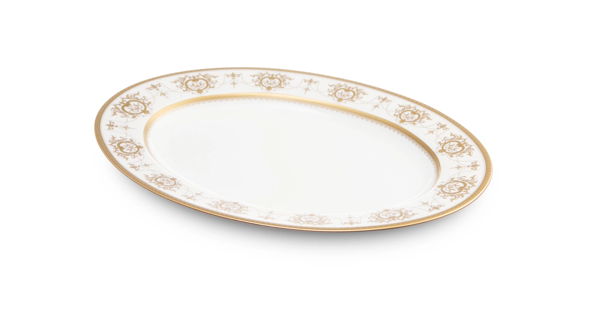 Блюдо овальное Narumi Золотая тиара 43х31,5 см, фарфор костяной
