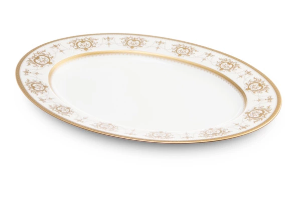 Блюдо овальное Narumi Золотая тиара 43х31,5 см, фарфор костяной