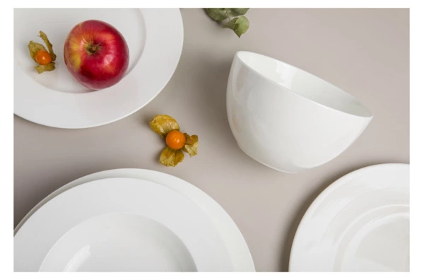 Тарелка обеденная Narumi Терраса, рельеф 27 см, фарфор костяной, матовая, белая, блестящая