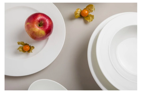 Тарелка обеденная Narumi Терраса, рельеф 27 см, фарфор костяной, матовая, белая, блестящая