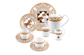 Сервиз чайный Haviland Королевская кавалерия на 6 персон 16 предметов, фарфор, золотой кант