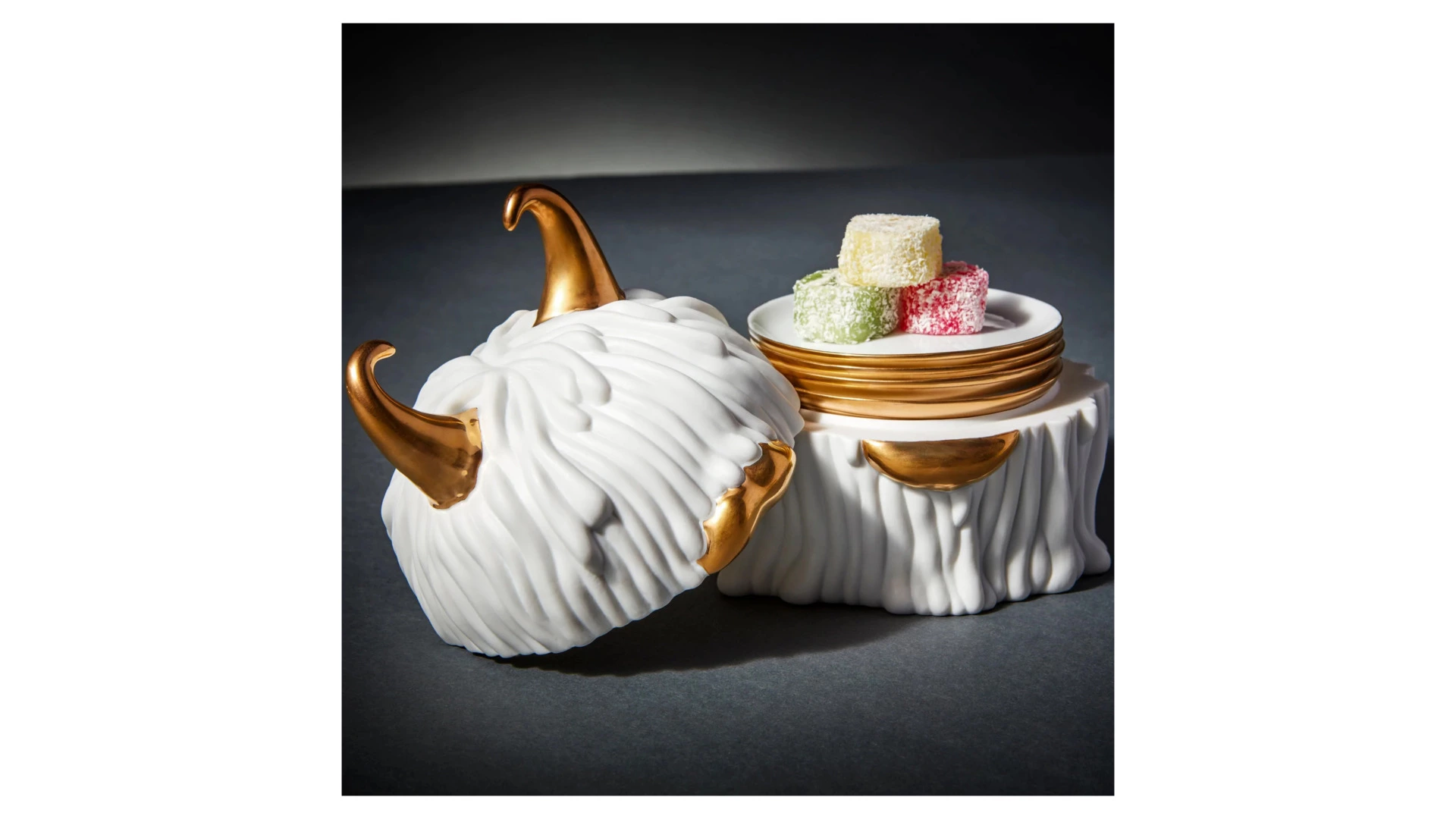 Набор тарелок в подставке с крышкой L’Objet Хаас 11 см, 5 предметов, белый, фарфор, п/к