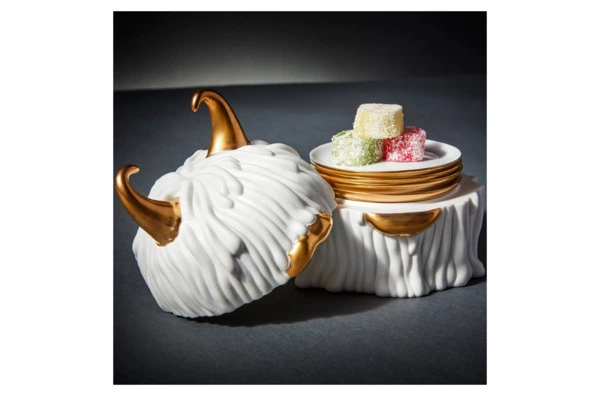 Набор тарелок в подставке с крышкой L’Objet Хаас 11 см, 5 предметов, белый, фарфор, п/к