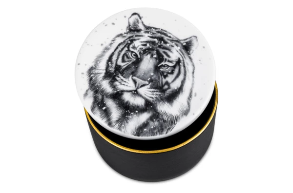 Шкатулка ИФЗ Идиллия Тотем. Тигр 13х13х7 см, фарфор костяной, п/к