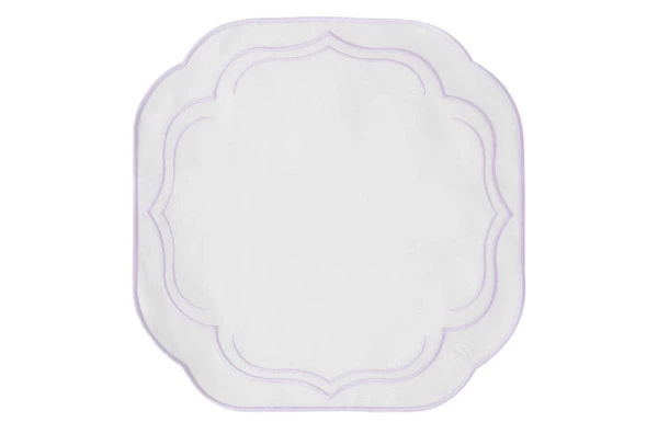 Набор салфеток подстановочных Amitile Сабин де Барра 40х40 см, 2шт, лен, белый, вышивка лиловая, п/к