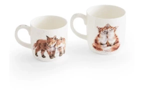 Набор кружек Royal Worcester Забавная фауна Родитель и ребенок Лисички 310 мл, 2 шт, фарфор костяной