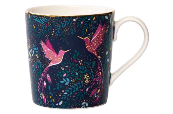 Кружка Portmeirion Сара Миллер Райская птичка-колибри 340 мл, фарфор, темно-синяя