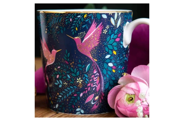Кружка Portmeirion Сара Миллер Райская птичка-колибри 340 мл, фарфор, темно-синяя